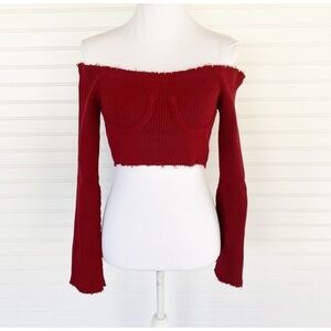 Red Bell sleeves crop top NEW